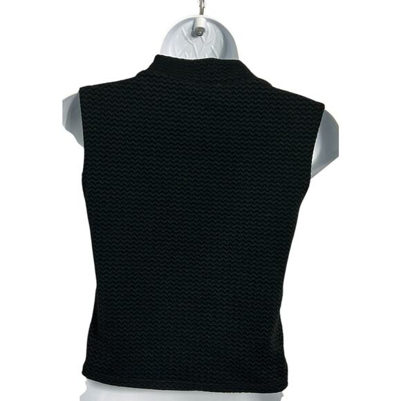 Divided By H&M Black Mock Neck Crop Top Sz S Textured Zig Zag Sleeveless Blouse - Picture 4 of 5